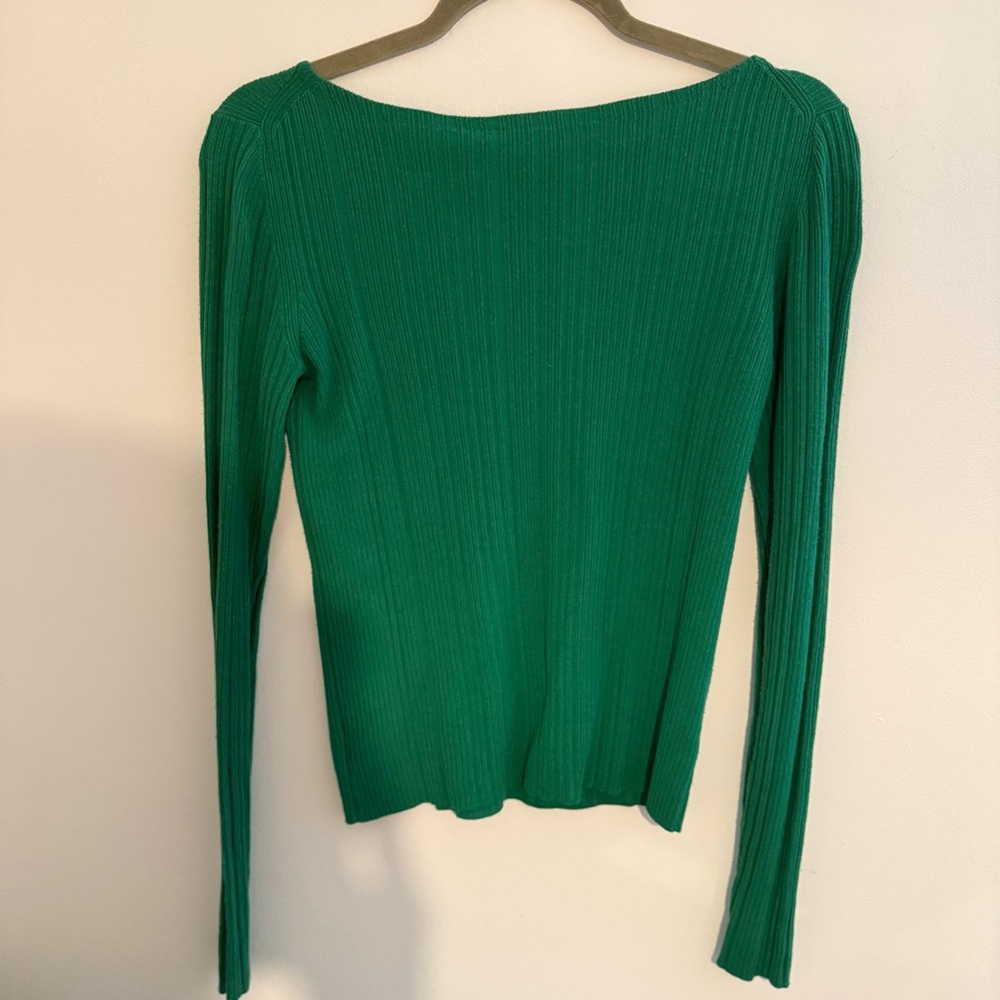 Theory Hanksons Prosecco Emerald Knit Sweater Top - Picture 3 of 3